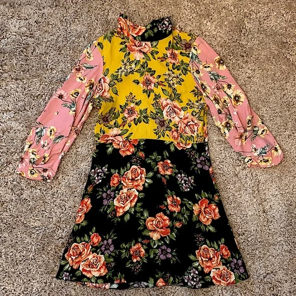 Zara Multicolored Boho Floral Dress Sz S - Picture 4 of 6